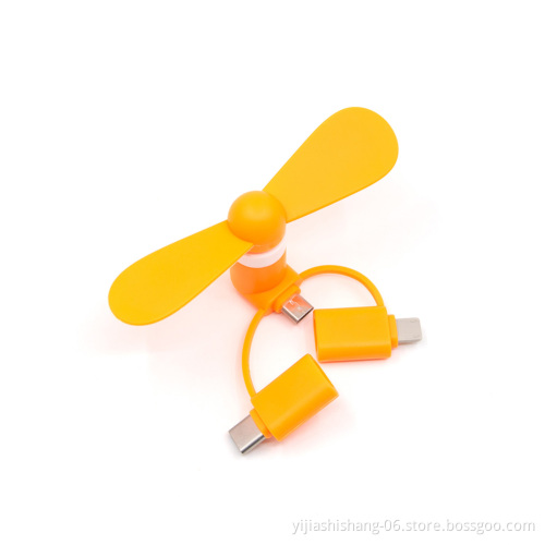 3-in-1 Mini Phone Fan, Portable USB Fan USB-C Fan for iPhone/iPad, Android, Type-C